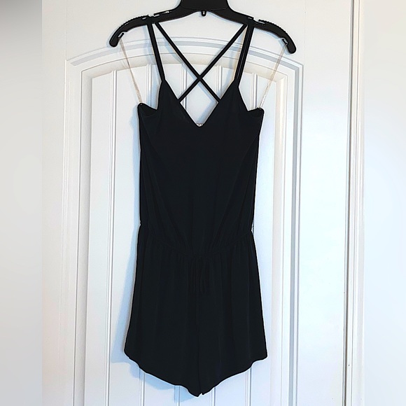 Women’s Size Small Black Black Spaghetti Strap Summer Romper - Picture 2 of 6